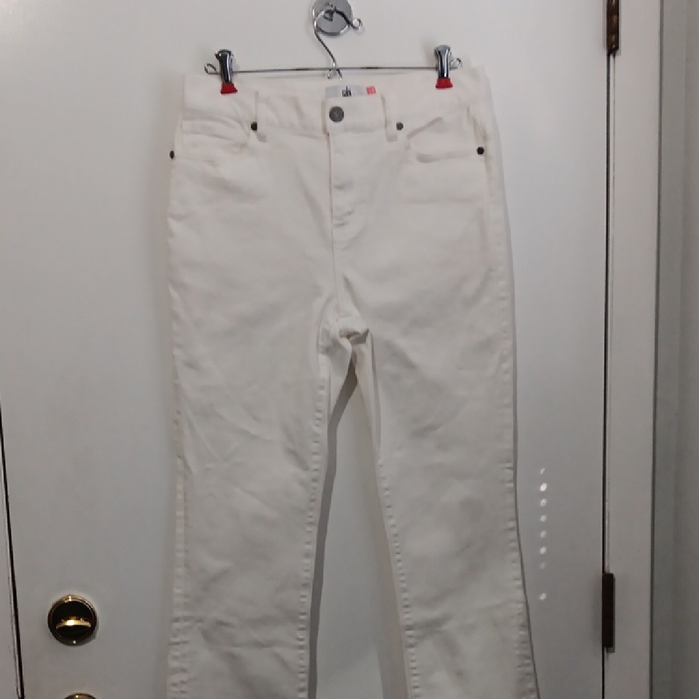 CAbi Cream Straight-Leg High-Rise Jeans